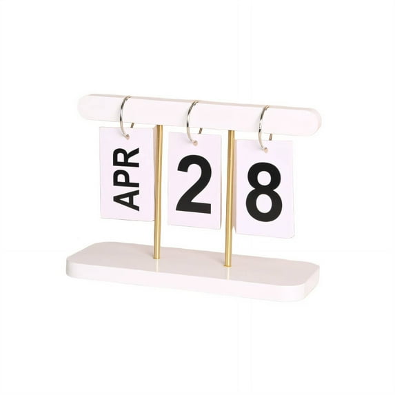 BESTSKY Flip Desk Calendar,Wooden Desk Calendar Myriad Year Calendar,Minimalist Wooden Design Desktop Calendar,Style9