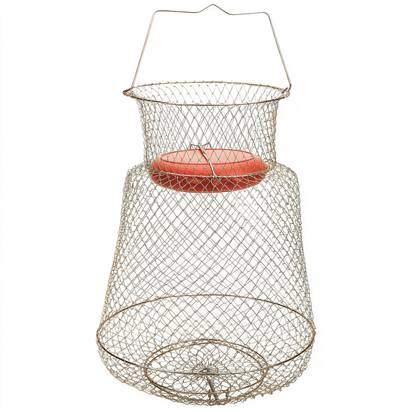 BESTSKY Floatable Galvanized Steel Wire Fish Basket,Collapsible Floatable Wire Fishing Basket,Portable Floating Fishing Net Baskets,Robust and Easy to Use Collapsible Fish Basket