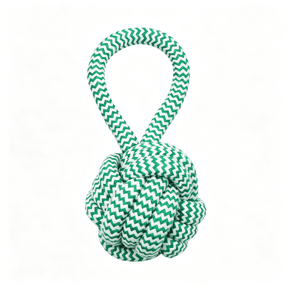 BESTSKY Flossy Chews Extra Fresh Monkey Fist Ball with Handle Premium Cotton-Poly Interactive Dog Rope Toy Fetch Toy for Small to Medium Dogs - Medium, 3.75