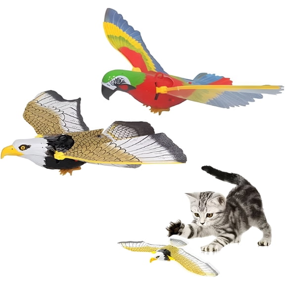 BESTSKY Flying Bird Cat Toy with Lights and Sound, Simulation Bird Interactive Cat Toy for Indoor Cats, Interactive Electric Hanging Flying Bird Toy for Cats Kitten Play Chase Exercise
