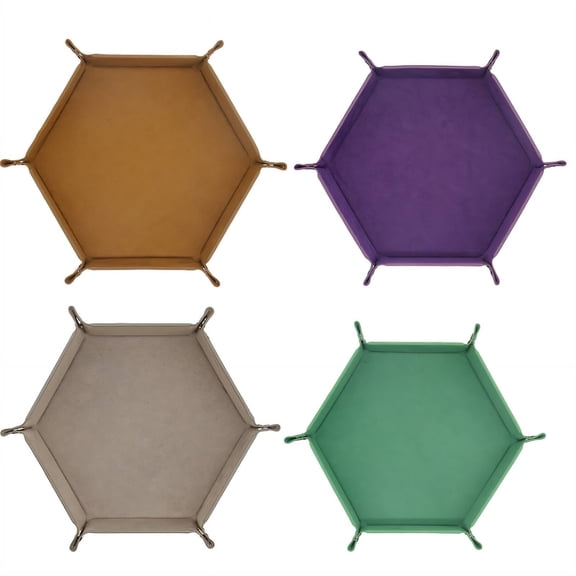 BESTSKY Foldable DnD Dice Tray, Unique Hexagonal Design Dice Holder with Plush Velvet Interior, Sturdy Water-Resistant Dice Rolling Tray for Tabletop Games