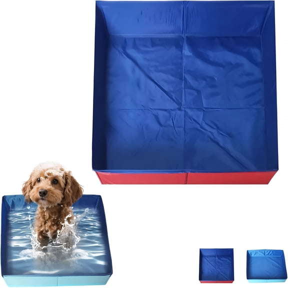 BESTSKY Foldable Pool for Dog Paddling,Foldable Dog Swimming Pool,50X50X10Cm,Pet Bath Pool for Indoors Outdoors,Square,Save Space(Red)