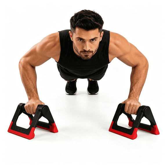 BESTSKY Foldable Push Up Bars Black Red Nylon Steel | Portable Floor Handles, Ergonomic Wrist Protection, Home Gym Workout, Calisthenics Equipment, Travel Fitness Tool