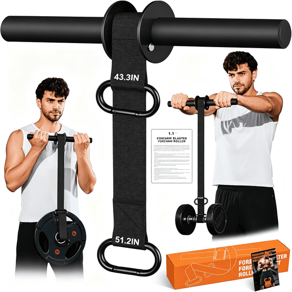 BESTSKY Forearm Strengthener and Wrist Roller, 43.3 Inch Or 51.2 Inch Ultra Strong Nylon Webbing, Forearm Exerciser with Quick Locking Mechanism, Ideal for Hand, Wrist and Forearm Strength Training