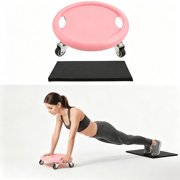 BESTSKY Four-Wheel with Knee Mat Multi-Directional Silent Abdominal Exercise Wheel for Home Core Strengthening and Full Body Workout Non-Slip Fitness Sliding Board