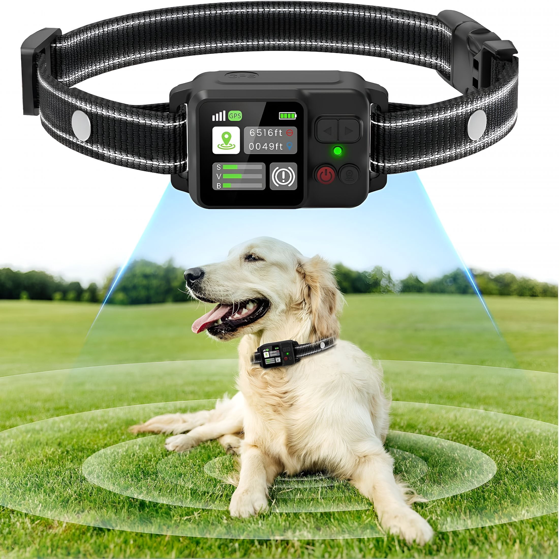 BESTSKY GPS Wireless Dog Electric Containment System with 3 Warning Levels, 49-6561ft Range, IP67 Waterproof, Rechargeable, Outdoor Use Only