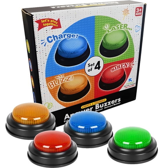 BESTSKY Game Show Buzzers - Buzzers for Games | Set of 4 Learning Answer Buzzers | Classroom Competition Props Toys | Family Game Night Buzzers For Classroom Knowledge Contest,Trivia Nights