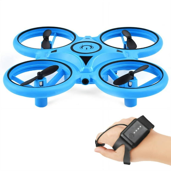 BESTSKY Gesture Sensing Drone,infrared Sensing Control Wearable Quadcopter Watch,One-Click Takeoff Gesture-Controlled AIrcraft,Crash Safety Drone with Camera,Blue
