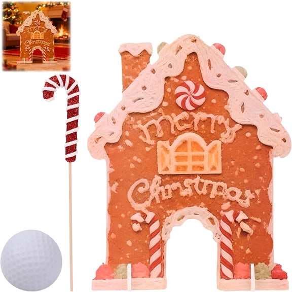 BESTSKY Gingerbread Golf Game Set: Mini Golf Course & Golf Board Game with Candy Cane Putter, Christmas Party Game for Adults