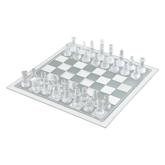BESTSKY Glass Chess Set Elegant Pieces and Game Frosted for Home,Office,Club,Study,Gift,20X20Cm