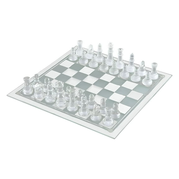 BESTSKY Glass Chess Set with Frosted and Clear Pieces, Handcrafted
