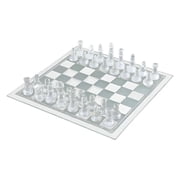 BESTSKY Glass Chess Set with Frosted and Clear Pieces, Handcrafted