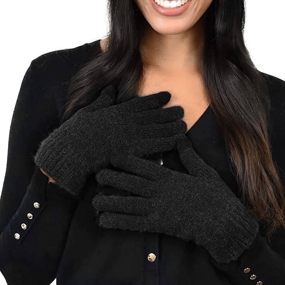 TELOLY Gloves for Women Fluffy-Warm Lock Gloves Three-Finger Touch Hand Warmer Gloves,Black