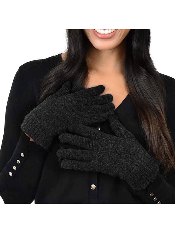 TELOLY Gloves for Women Fluffy-Warm Lock Gloves Three-Finger Touch Hand Warmer Gloves,Black