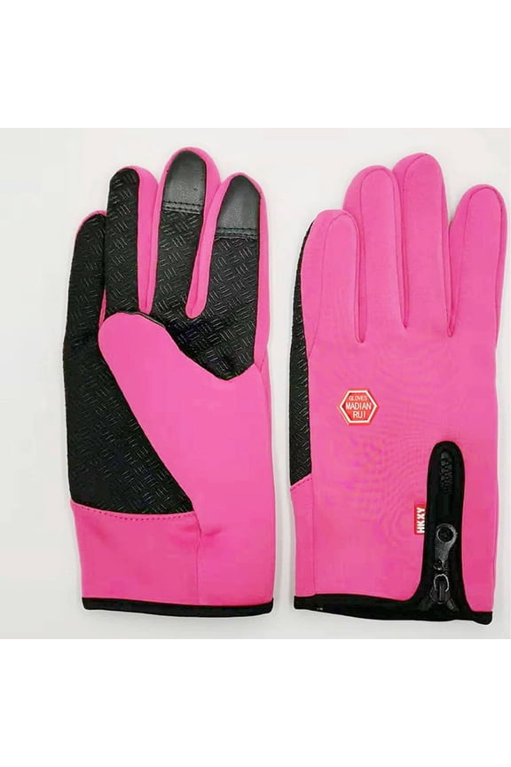 Gloves for Women Cold Weather Zip-Adjust Comfort Gloves Winter Touch-Screen Tech Leather Gloves for Men,Pink