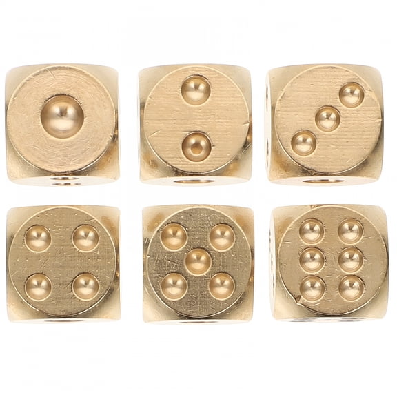 BESTSKY Golden Brass Craft Dice for Decor Lightweight and Perfect for Gifts and Party Fun 6pcs