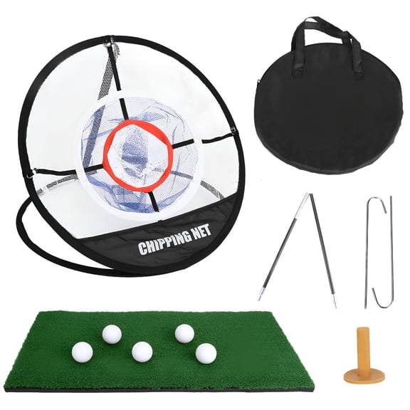 BESTSKY Golf Practice Chipping Net with Golf Hitting Mat, Collapsible Pop Up Golf Practice Net