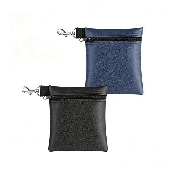 BESTSKY Golf Tee Pouch Bag 6.5 x 5.5 Inch 2 Pack | Compact All in One Storage, Zipper Pocket Closure Design, Durable Lightweight Nylon, 360 Swivel Quick Hook Clip