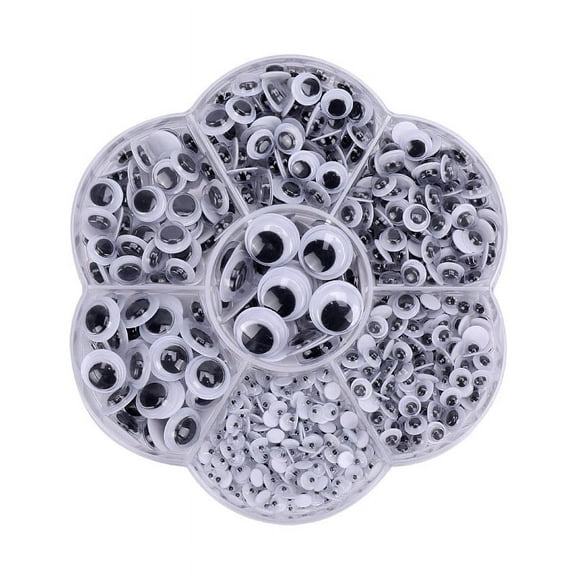 BESTSKY Googly Eyes Kit,7-Compartment Storage Box Googly Eyes Self-Adhesive,Google Eyes for Crafts and DIY Projects,700-Piece Black