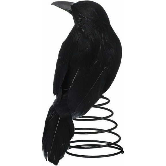 BESTSKY Gothic Crow Tree Topper,16Cm Decorative Raven with Metal Spring Base for Christmas Halloween Decor(Black) Halloween Tree Topper