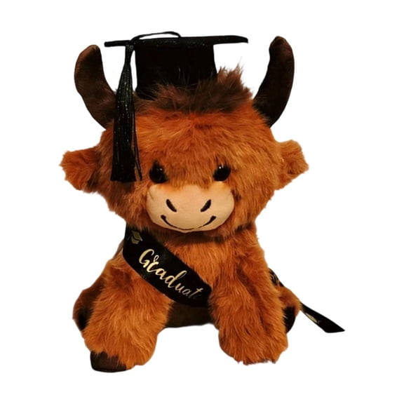 BESTSKY Graduation Keepsake Highland Cow Plush Toy Graduation Cap Stuffed Animal Gift Decoration Class of 2026 Soft Plush Ornament Display Graduation Stuffed Animal 2026