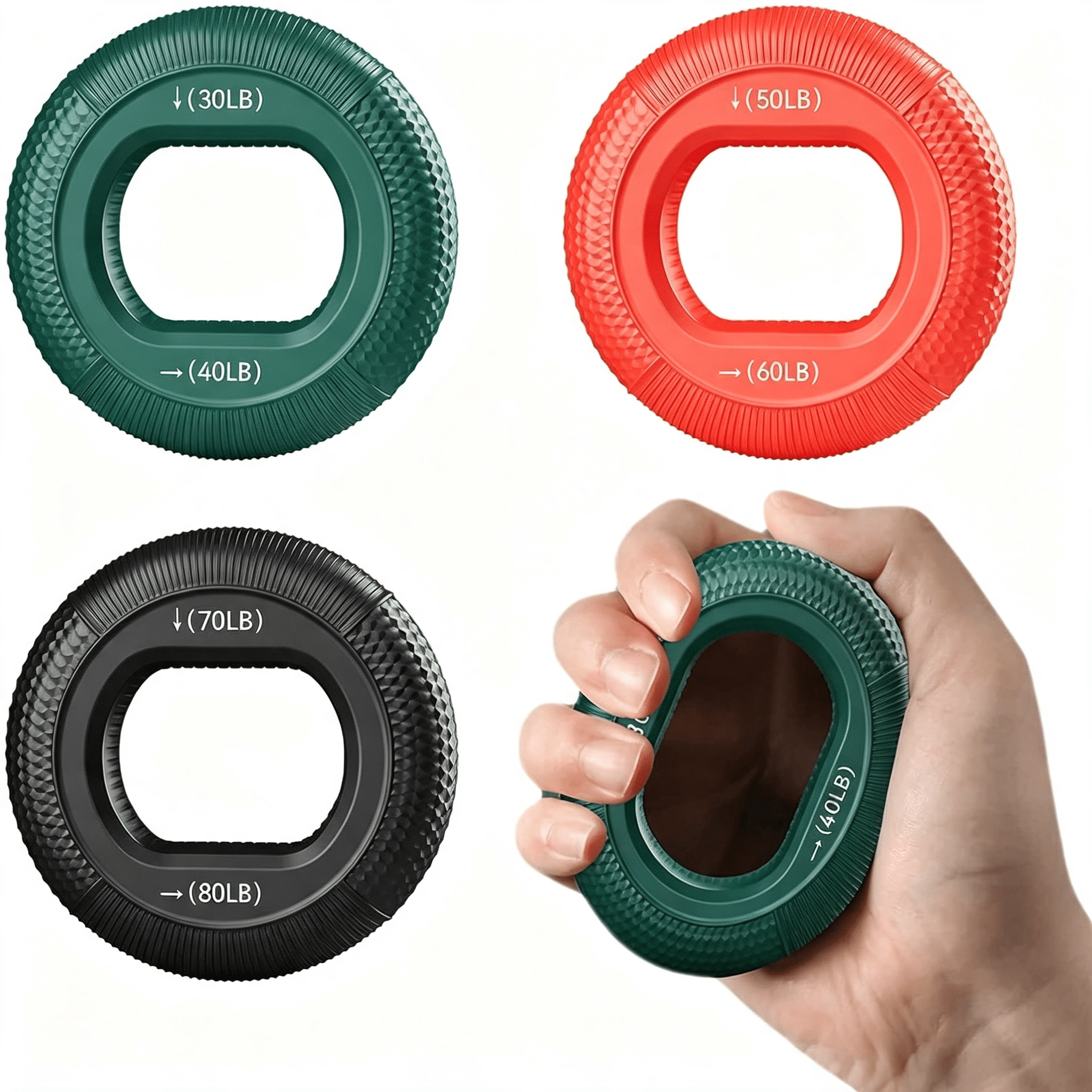 BESTSKY Grip Strength Trainer (30-80Lbs) - 6 Resistance Levels,3Pcs ...