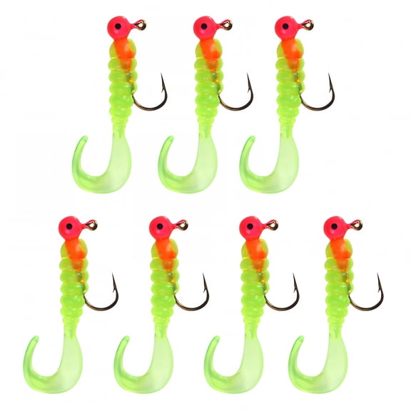 BESTSKY Grub Fishing Crappie Lures Tube Baits Soft Worms Grub Tail Crappie Jigs Fishing Hooks for Bass Trout Bluegill Panfish