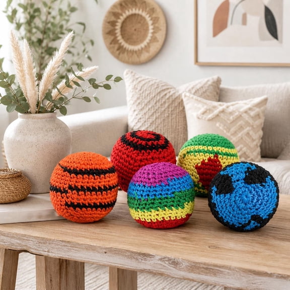 BESTSKY - Hackey Ball Hand Woven Footbag Kick Sacks for Kids Adults Assorted Hackey Sacks for Outdoor Indoor Play Juggling Footbag Games
