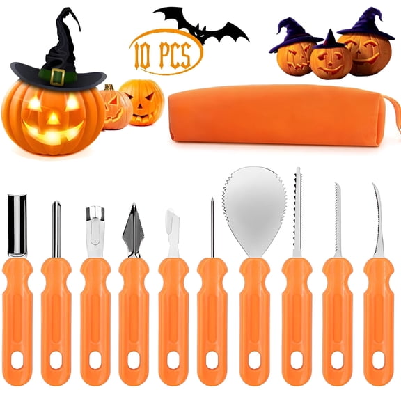 BESTSKY Halloween Pumpkin Carving Tools,10 Piece Professional Pumpkin Cutting and Carving Supplies Kit with Handbag