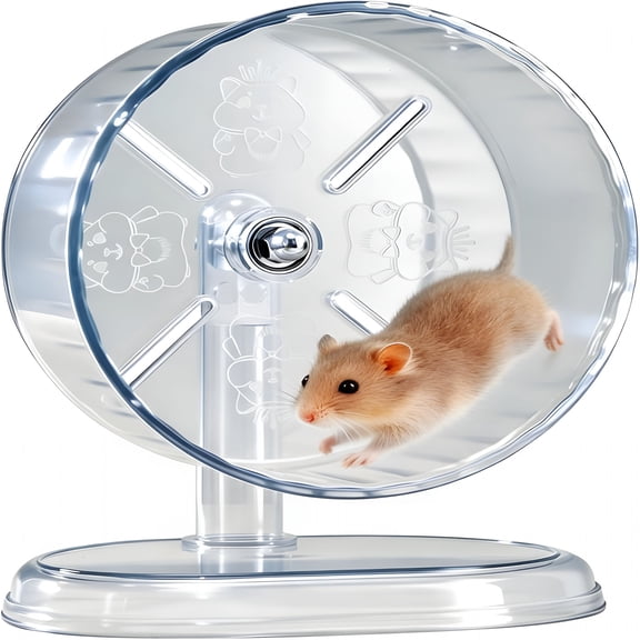 BESTSKY Hamster Exercise Wheel,Super-Silent Small Animals Exercise Wheels,Quiet Hamster Running Wheels with Adjustable Stand for Hamsters,Gerbils,Rats,Other Small Pets(Transparent,7 Inch)