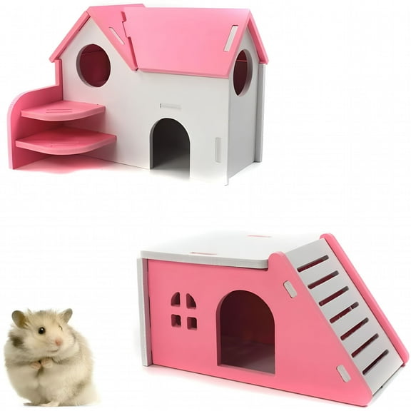 BESTSKY Hamster Hideout House Wooden Living Hut Exercise Funny Nest Toy for Mouse, Chinchilla, Rat, Gerbil and Dwarf Hamster