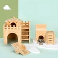 thumbnail image 1 of BESTSKY Hamster Villa Double Layer Harmless Pet Toy Solid Wood Dwarf Hamsters Climbing Play Hut Chews Toy for Home Style A, 1 of 4