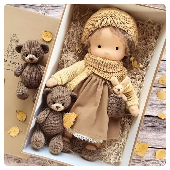 BESTSKY Handmade Organic Cotton Rag Doll For Toddlers, Soft Plush Baby Doll For Girls Age 2+, Safe Non Toxic Stuffed Animal For Birthday Christmas Gift