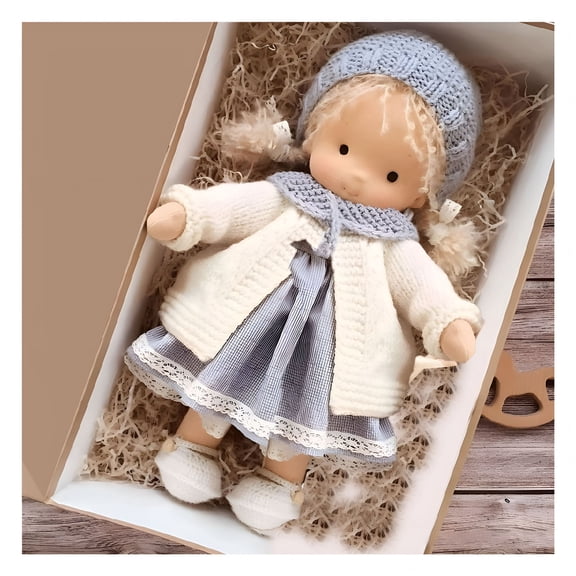 BESTSKY Handmade Waldorf Doll 12" Soft Knitted Dolls Cute Girls Plush Stuffed Toy to Carry Vintage Crocheted Doll Birthday Gift