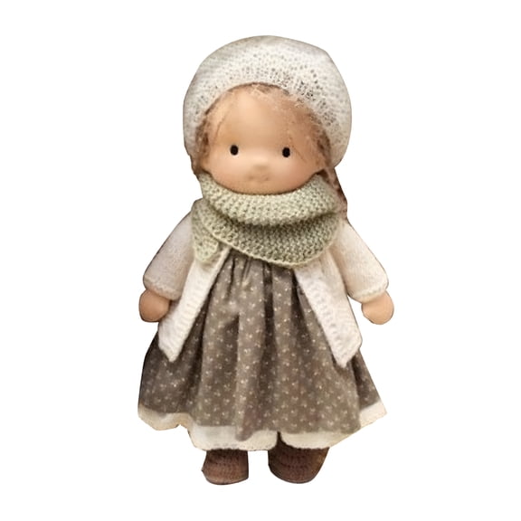 BESTSKY Handmade Waldorf Doll Stylish Clothes Expression Knitted Dolls with Soft Hair Vintage Crocheted Doll Gift for Family Friends Outdoor Travel Home Decor