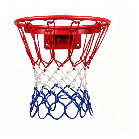 BESTSKY Heavy Duty Basketball Net Replacement - Thick Professional All-Weather Anti-Whip Nets,12 Loops Red/White/Blue Color,Fits Standard Outdoor Rims