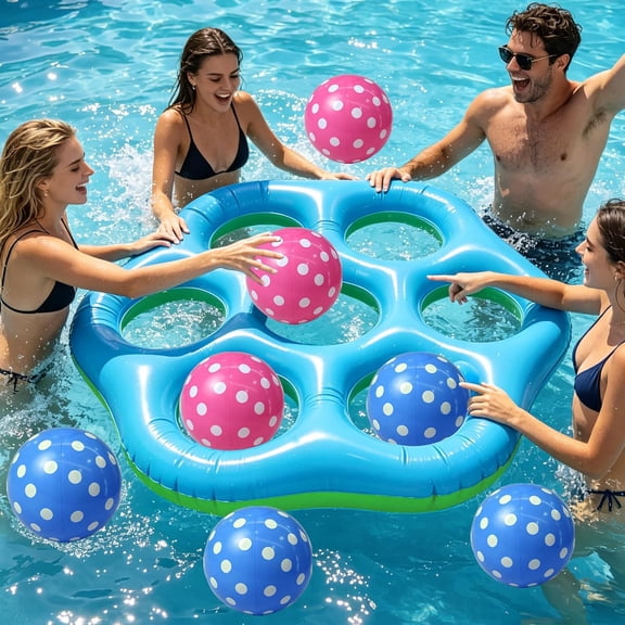 BESTSKY Hexagonal Water Tic Tac Toe,Inflatable Pool Floating Game with 7 Balls,Giant Floating Tic Tac Toe Game for Adults,Outdoor Pool Activities,Summer Party