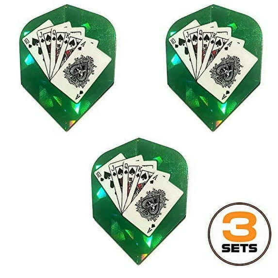 BESTSKY Hologram Royal Flush Spades 75 Micron Strong Dart Flights (3 Sets - 9 Flights)