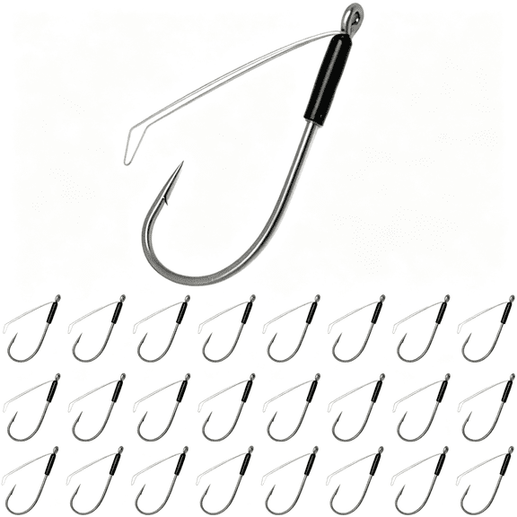 BESTSKY Hooks - Weedless Finesse Fishing Hooks for Bass - High Carbon Steel Sharp Wacky Rig Hooks Wacky and Rig Hooks for Soft Plastic Worms (25-Pack)