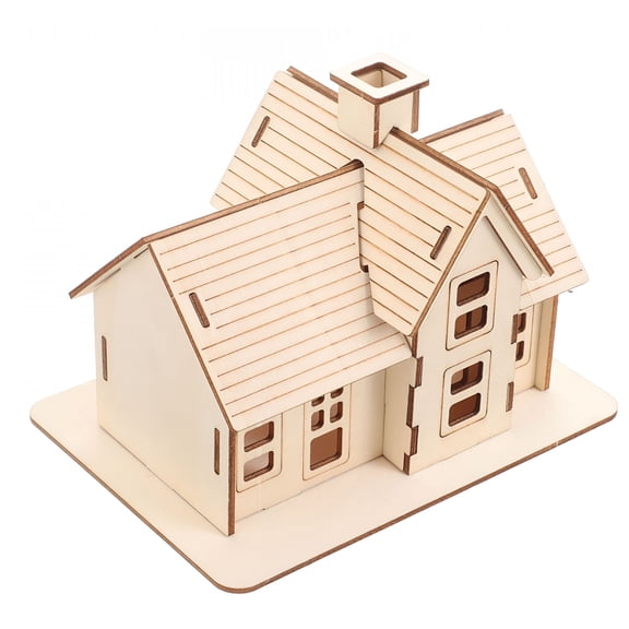 BESTSKY House Assembly Model 3D Puzzle Wooden House Wood Beige 1 Set