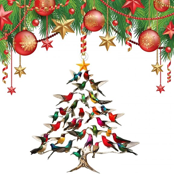 BESTSKY Hummingbird Christmas Ornament,Hummingbird Christmas Tree Ornaments,Winter Stacking Tree Ornament,For Hummingbird Lover