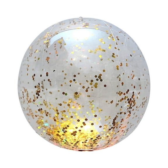 BESTSKY Inflatable Beach Ball,Glitter Swimming Pool Balls,24 in Giant Floating Clear Beach Ball Pool Decor,Water Beach Toys for Outdoor Summer Party FavorsYellow