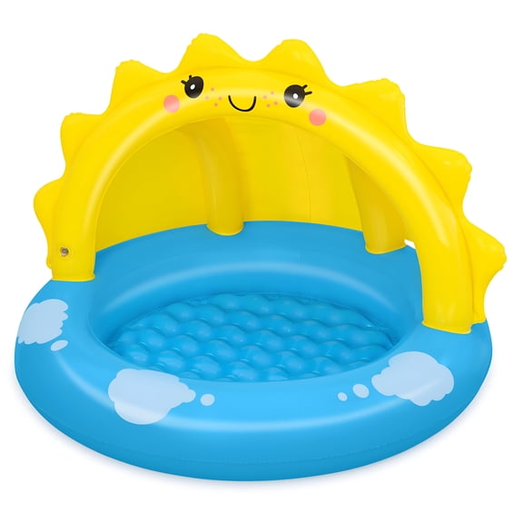 BESTSKY Inflatable Kiddie Pool with Shade,40 X 38 X 28 Inches,Portable Kids Swimming Pool for Outdoor Summer Fun,Easy Setup and Safe Play
