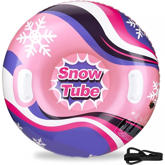 BESTSKY Inflatable Snow Tube with Sturdy Fabric Cover Premium Snow Sled for Kids & Adults, Winter Outdoor Fun