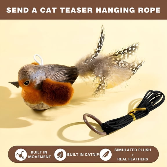 BESTSKY Interactive Cat Toy for Indoor Cats, Automatic Flapping Bird with Chirping Sounds And Catnip, Teaser Wand Kitten Toys to Stimulate Hunting Instincts