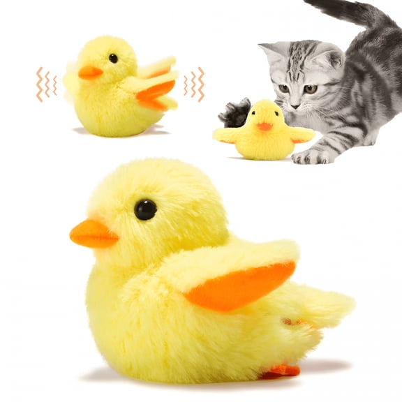 BESTSKY Interactive Cat Toys for Indoor Cats Rechargeable Automatic Chirping Duck Cat Toy with Catnip Auto Beating Wings Cat Toy