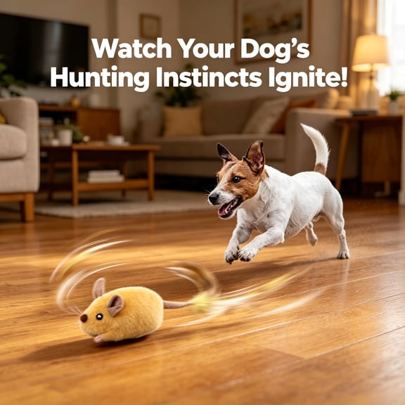 BESTSKY Interactive Dog Toys,Fake Mouse Moving Dog Toy with Automatic Sensor,Dog Mouse Toy with Realistic Sound&Extended Tail,Automatic Dog Toy for Cats and Dogs,Squeaky Dog Toys