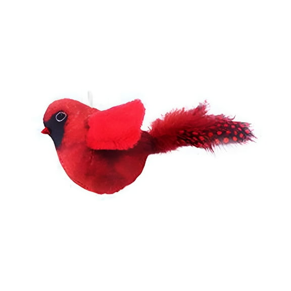 BESTSKY Interactive Flapping Bird Cat Toy, Realistic Red Cardinal with Chirping Sounds, Lifelike Feline Play Toy to Stimulate Hunting Instincts for Adult Cats and Kittens