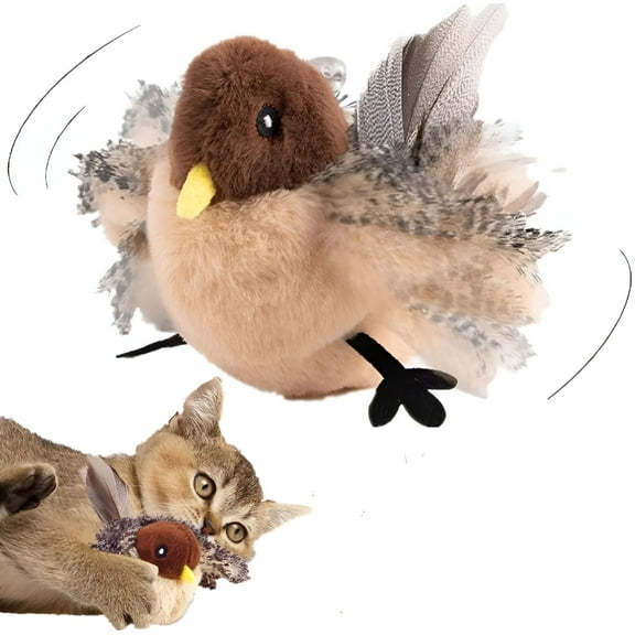 BESTSKY Interactive Flying Bird Cat Toy, Rechargeable Flapping Feather Flyer with Chirping Sound, Active Indoor Pet Exercise