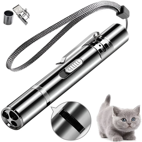 BESTSKY Interactive Laser Pet Toy with USB Charging, 3 Colors & 5 Patterns Dog & Cat Pointer for Indoor Exercise & Training